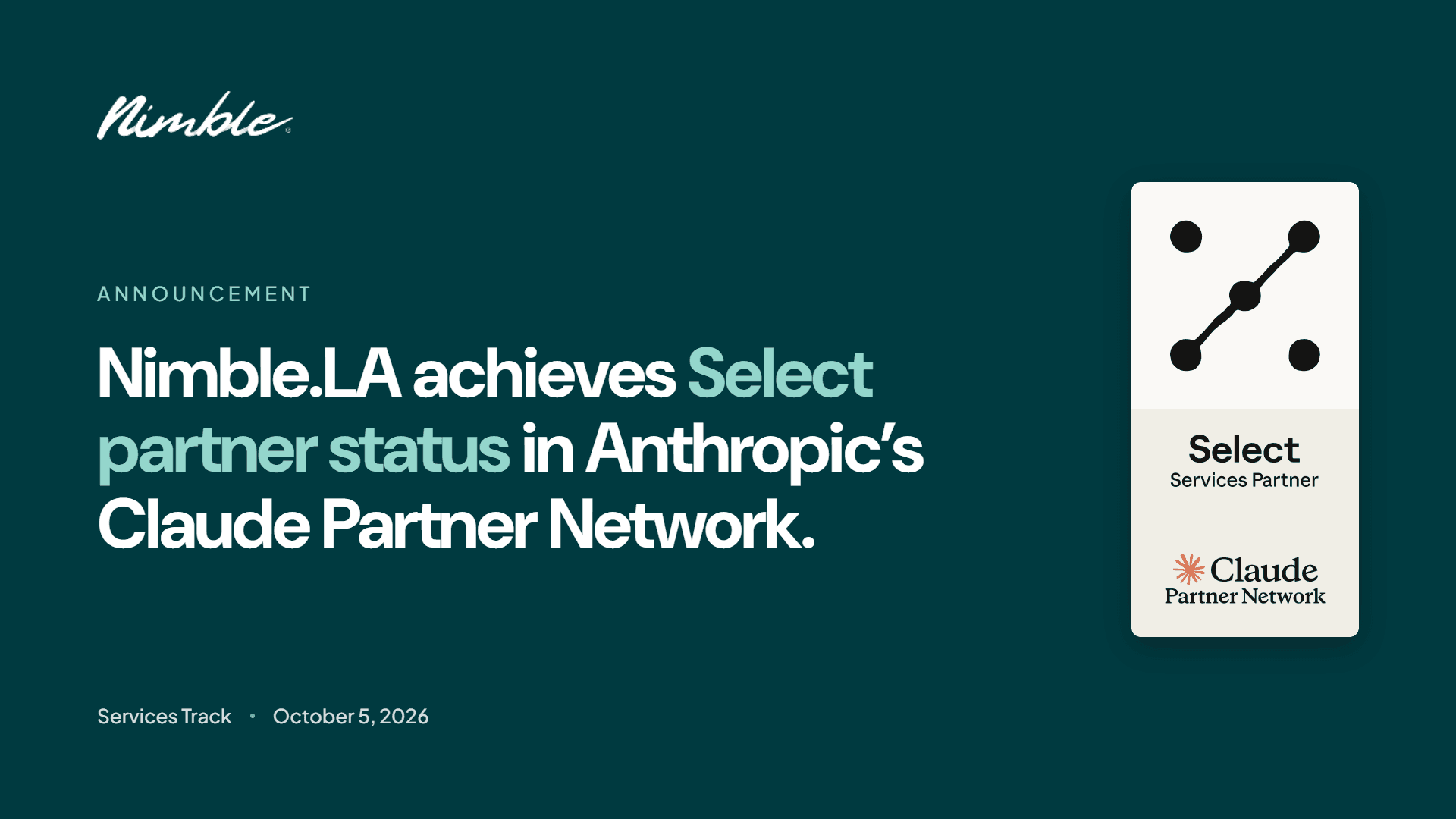 Nimble.LA achieves Select partner status in Anthropic's Claude Partner Network